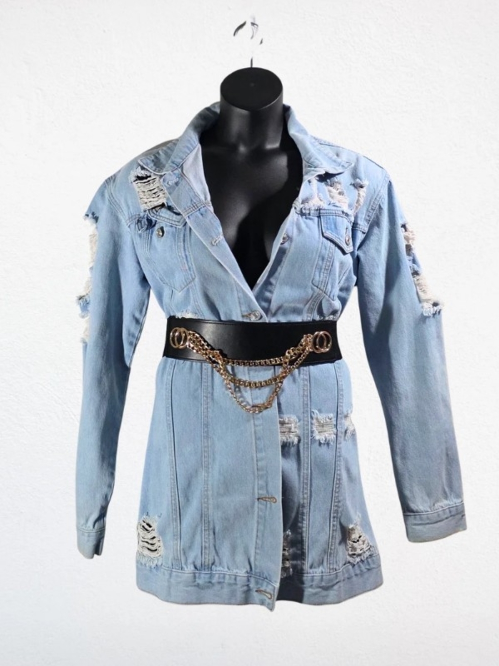 Distressed Light Blue Boyfriend Denim Jacket